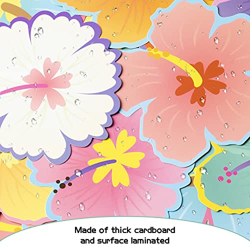 BeYumi 45 Pcs Summer Luau Hibiscus Flower Cutouts Bulletin Board Decorations Set Creative Wall Decals Art Décor for Classroom School Spring Summer Tropical Hawaiian Themed Birthday Party Baby Shower