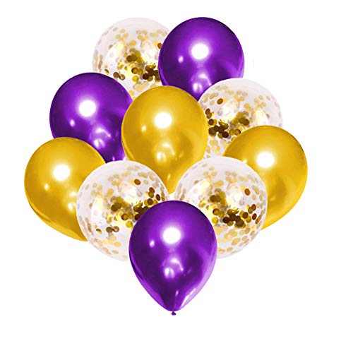 50PCS Purple Balloon Garland with Gold Confetti Balloons Kit, 12 Inch Premium Latex Balloons for Party Supplies, Great for Wedding Anniversary Baby Shower Birthday Festival Decorations