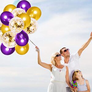 50PCS Purple Balloon Garland with Gold Confetti Balloons Kit, 12 Inch Premium Latex Balloons for Party Supplies, Great for Wedding Anniversary Baby Shower Birthday Festival Decorations