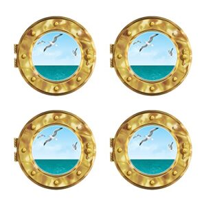 beistle cruise ship porthole peel ‘n place 4 piece world traveler party supplies nautical wall decorations, 12″ x 15″, multicolored