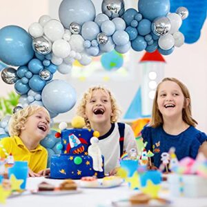 Blue White and Silver Balloon Garland Kit - 154Pcs Blue White and Silver Balloons for Baby Shower, Birthday, Wedding Party Shop Decoration