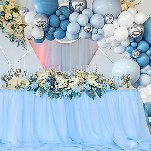 Blue White and Silver Balloon Garland Kit - 154Pcs Blue White and Silver Balloons for Baby Shower, Birthday, Wedding Party Shop Decoration