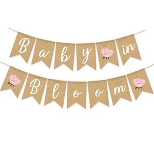 gankbite baby in bloom burlap banner flower baby shower decoration rustic plant sweet girl pink floral theme party supplies