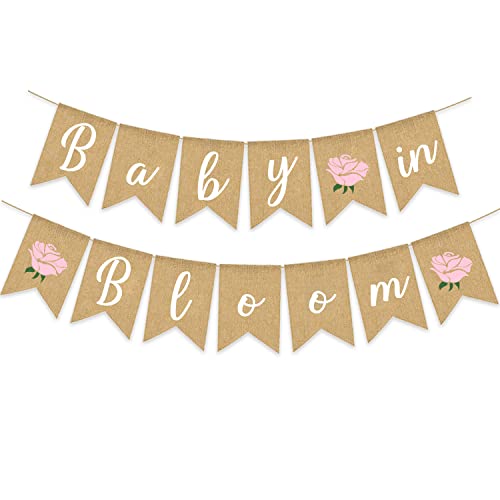 Gankbite Baby In Bloom Burlap Banner Flower Baby Shower Decoration Rustic Plant Sweet Girl Pink Floral Theme Party Supplies