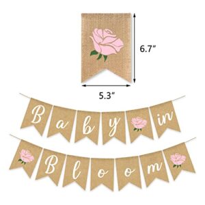 Gankbite Baby In Bloom Burlap Banner Flower Baby Shower Decoration Rustic Plant Sweet Girl Pink Floral Theme Party Supplies