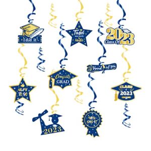 2023 graduation party decorations kit hanging swirls (18 pcs) navy blue black and silver, class of 2023 grad party supplies decorations, congratulation swirls for graduation celebration