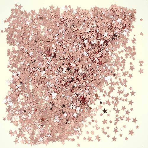 Rose Gold Party Twinkle Stars Table Confetti Foil Metallic Sequins Confetti Wedding Bridal Shower Bachelorette Baby Shower Birthday Christmas Party Sprinkles Confetti Decorations, 60g