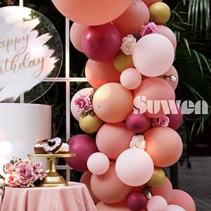 SUWEN 139PCS DIY Dusty Pink Balloon Garland Arch Kit Rosewood Dusty Rose Latex Balloon Decorations for Retro Wedding Bridal Engagement Baby Shower Anniversary Birthday Party Decor