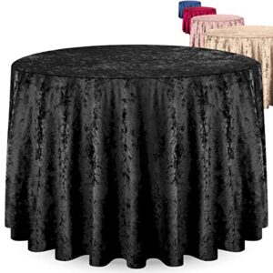 elegant round tablecloth – 70 inch, made with fine crushed-velvet material, beautiful ebony – black tablecloth with durable seams, round table cover great for weddings, parties, baby showers & events