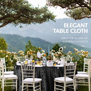 Elegant Round Tablecloth - 70 Inch, Made With Fine Crushed-Velvet Material, Beautiful Ebony - Black Tablecloth With Durable Seams, Round Table Cover Great for Weddings, Parties, Baby Showers & Events