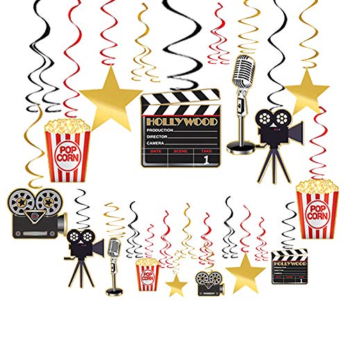 Movie Night Decorations Hanging Swirls Hollywood Movie Theme Party Decorations Supplies 30pcs