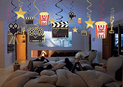 Movie Night Decorations Hanging Swirls Hollywood Movie Theme Party Decorations Supplies 30pcs