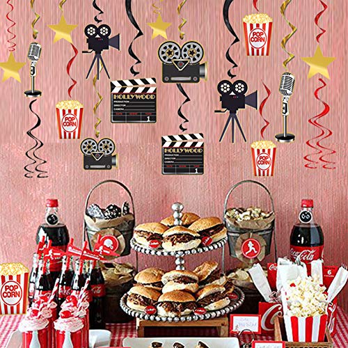 Movie Night Decorations Hanging Swirls Hollywood Movie Theme Party Decorations Supplies 30pcs