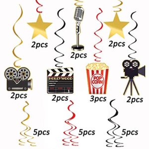 Movie Night Decorations Hanging Swirls Hollywood Movie Theme Party Decorations Supplies 30pcs