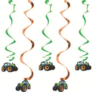 creative converting 5 count tractor time hanging decorations, multicolor