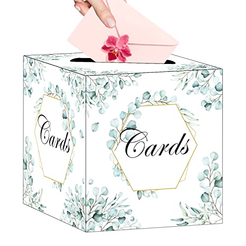 HEIPINIUYE Eucalyptus Card Box Elegant Wedding Card Box Holder Gift Card Box Money Box for Wedding Reception Baby Shower Bridal Shower Party Favor