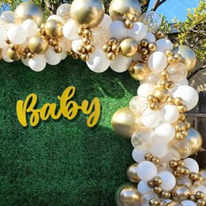 125Pcs DIY Gold White Balloons Garland Kits with 18/12/10/5Inch Metallic Chrome Balloons for Birthday Party Celebration Graduation Wedding Baby Shower Ceremony Anniversary Balloon Chain (Gold White)