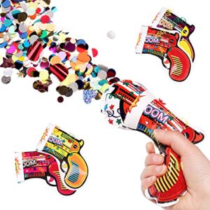 boxgear 24pcs fireworks gun, handheld confetti poppers, easy pop, self-inflating confetti gun, multicolor confetti supplies for parties and celebrations (multicolor)