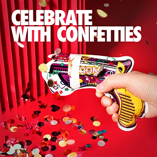 Boxgear 24PCS Fireworks Gun, Handheld Confetti Poppers, Easy Pop, Self-Inflating Confetti Gun, Multicolor Confetti Supplies for Parties and Celebrations (Multicolor)