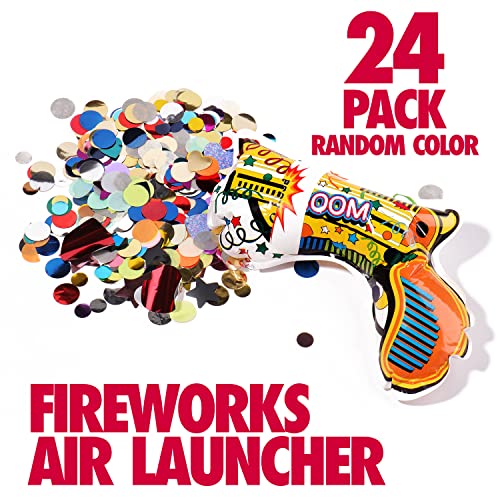 Boxgear 24PCS Fireworks Gun, Handheld Confetti Poppers, Easy Pop, Self-Inflating Confetti Gun, Multicolor Confetti Supplies for Parties and Celebrations (Multicolor)