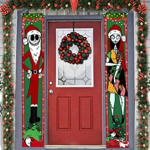 jack skellington christmas porch nightmare before christmas banner for new year christmas decorations welcome door sign for home outdoor indoor holiday party decor