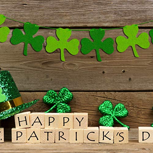 ONTODEX St. Patrick 's Day Garland Decorations, 2 Pre-Strung Felt Shamrock Clover Garland Banners & 18 St. Patrick 's Day Shamrock Assorted Cutouts, Perfect Irish Party Supplies