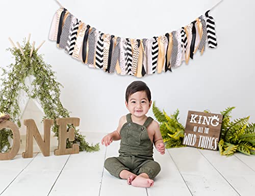 Banner For Baby High Chairs - Noble Black And White Color Adult Party Decorations - Annual Celebration,Wedding,Birthday Party Supplies - Banner Garland Photo Props (Black Gold)