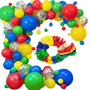 rainbow balloons arch kit, orda 110pcs latex party balloons, assorted bright colors, 4 size 5in 10in 12″ 18 inch, colorful party supplies for boy and girl carnival birthday decorations