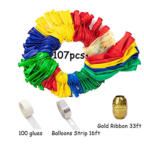 Rainbow Balloons Arch Kit, ORDA 110PCS Latex Party Balloons, Assorted Bright Colors, 4 Size 5In 10in 12" 18 Inch, Colorful Party Supplies for Boy and Girl Carnival Birthday Decorations