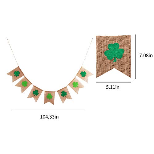 GOER St. Patrick's Day Irish Shamrock Garland Banner for St. Patrick's Day Decorations (104 Inch)