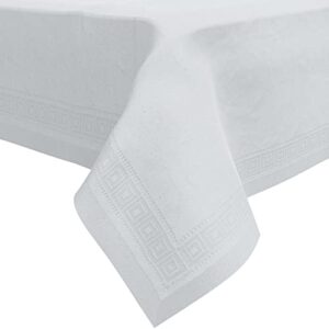 HOUZZKINGZ USA Paper Tablecloths for Rectangle Tables | 54” X 108” – 5 Pack | White Paper Disposable Tablecloth | 3-Ply Premium Paper & Plastic Table Cloths for Parties Disposable