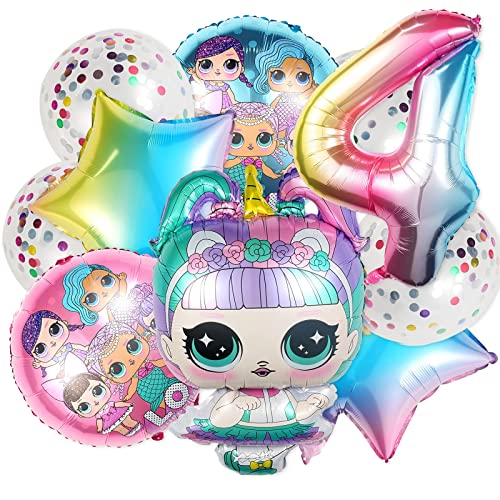 Rekcopu Birthday Party Decoration Surprise Doll Balloon for 4th Birthday Party Supplies (Pink-4)