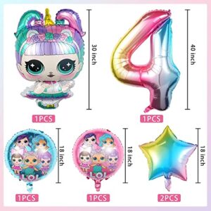 Rekcopu Birthday Party Decoration Surprise Doll Balloon for 4th Birthday Party Supplies (Pink-4)