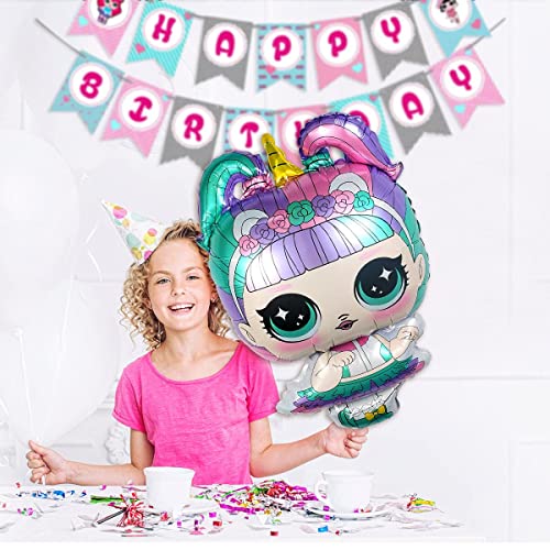 Rekcopu Birthday Party Decoration Surprise Doll Balloon for 4th Birthday Party Supplies (Pink-4)