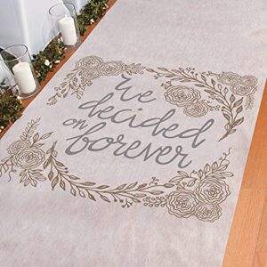 we decided on forever wedding aisle runner – 100 feet long – beautiful for rustic and farmhouse themed wedding decor