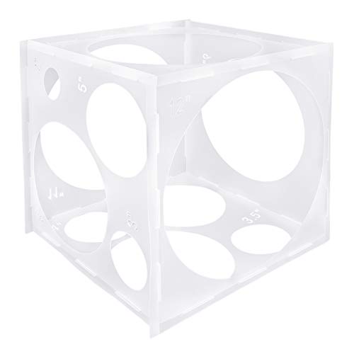 Auihiay 12 Holes Balloon Sizer Cube Box Collapsible Plastic Box Measurement Tool for Party Birthday Wedding Balloon Decorations Creating Balloon Arch Columns(2-12 Inch)