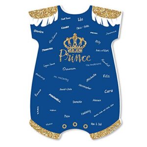 big dot of happiness royal prince charming – baby bodysuit guest book sign – baby shower guestbook alternative – signature mat