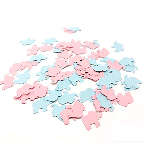 Pink Blue Elephant Die Cut Confetti Elephant Scatter Baby Shower Decoration for Girl Baby Shower Birthday Elephant Theme Party Supplies Gender Reveal Party Decorations 200CT
