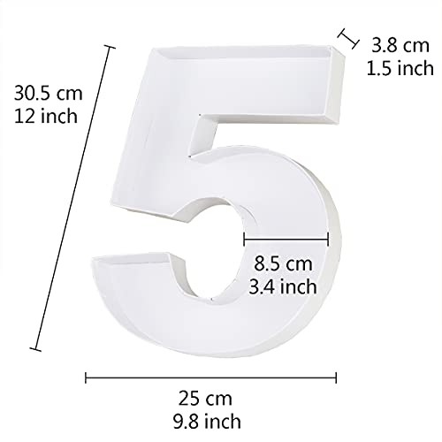 12" Fillable Cardboard Number Shaped Gift Grazing Charcuterie Board Paper Tray Box (5, White)