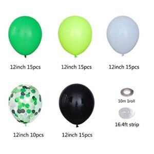 70pcs Video Game Football Theme DIY Balloon Garland Kit with Green White Black Giant Balloon Arch Green Theme Party Decor Perfect for Football Party Prop
