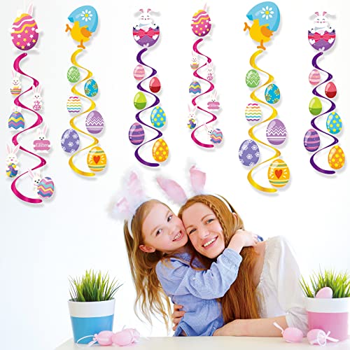 Kristin Paradise 21Ct Easter Hanging Swirl Decorations, Easter Bunny Party Supplies, Easter Eggs Birthday Theme Decor for Boy Girl Kids Baby Shower