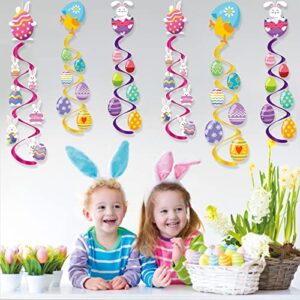 kristin paradise 21ct easter hanging swirl decorations, easter bunny party supplies, easter eggs birthday theme decor for boy girl kids baby shower