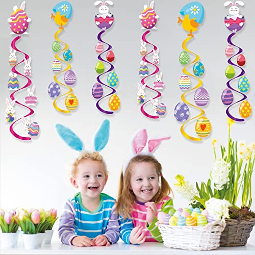 Kristin Paradise 21Ct Easter Hanging Swirl Decorations, Easter Bunny Party Supplies, Easter Eggs Birthday Theme Decor for Boy Girl Kids Baby Shower