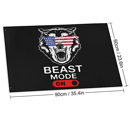 Beast Mode on US Wolf Flags Decorative Funny Banners for Outside House Dorm Room Parties