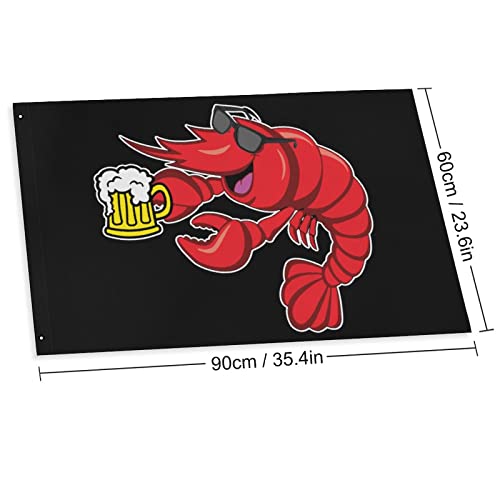 Crawfish Beer Flags Decorative Funny Banners for Outside House Dorm Room Parties