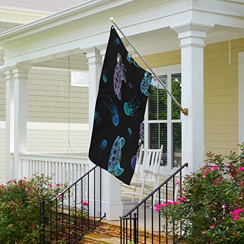 Cute Neon Turtles and Jelly Fish Flags Decorative Funny Banners for Outside House Dorm Room Parties