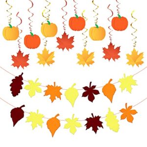 thanksgiving hanging decorations for home – pack of 32, no diy | felt fall leaf garland for thanksgiving decorations | thanksgiving swirls for hanging fall decorations | thanksgiving party decorations