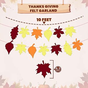 Thanksgiving Hanging Decorations for Home - Pack of 32, No DIY | Felt Fall Leaf Garland for Thanksgiving Decorations | Thanksgiving Swirls for Hanging Fall Decorations | Thanksgiving Party Decorations