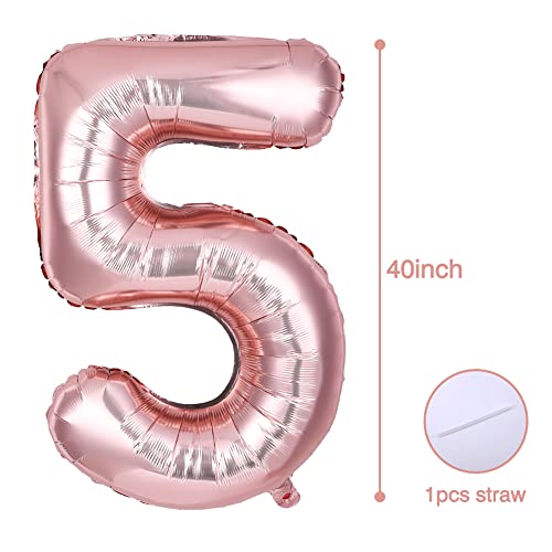 Number 7 and Number 5 Balloons, 40 Inch Rose Gold Number Balloons, Large Digital 75 Balloon, Foil Mylar Balloons Decorations for Birthday Party, Wedding, Anniversary, Graduations