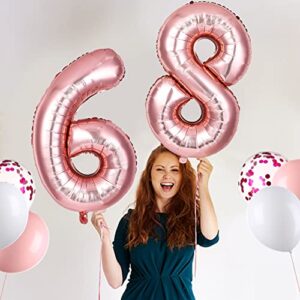 Number 8 and Number 0 Balloons, 40 Inch Rose Gold Number Balloons, Large Digital 80 Balloon, Foil Mylar Balloons Decorations for Birthday Party, Wedding, Anniversary, Graduations